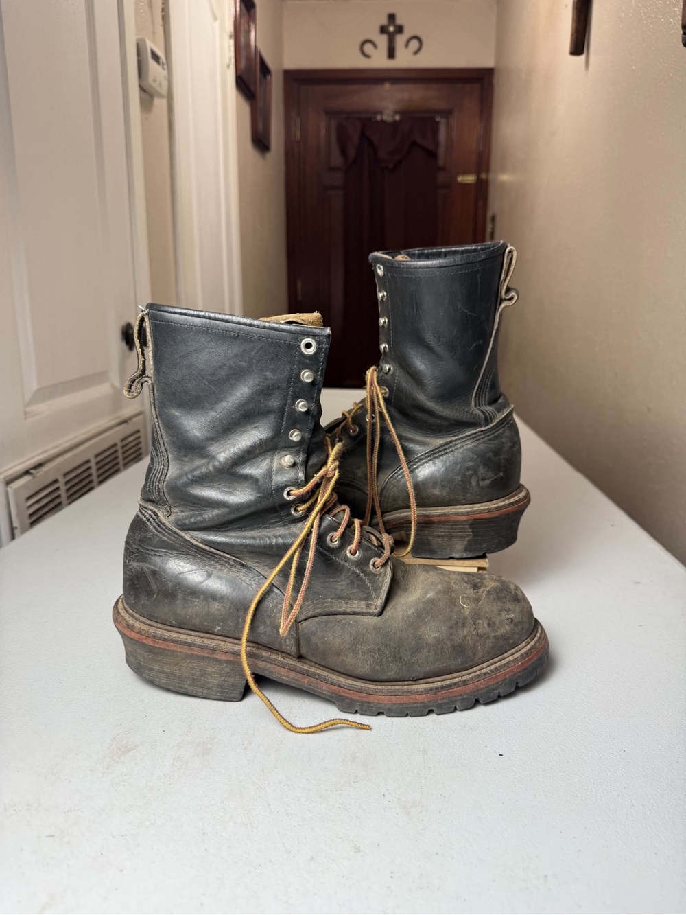 Vintage Red Wing 2218 Logger Boots Mens 10.5 Black Leather Steel Toe Work USA